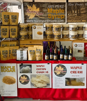 Pure maple syrup and maple products from Faxon Maple Syrup in Minnesota